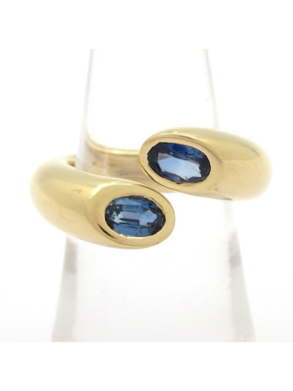 Cartier Ring 50 Ellipse Duted 18k Yellow Gold Blue